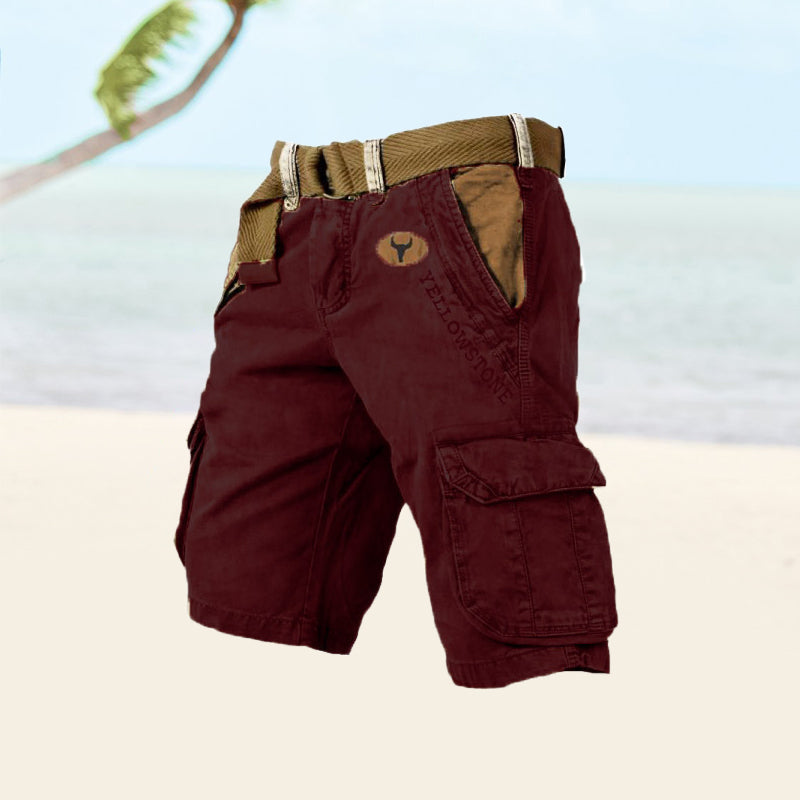 "Cargoshorts voor heren, duurzaam twill, ripstop stof, klassiek silhouet, met meerdere diepe zakken voor buitenactiviteiten."