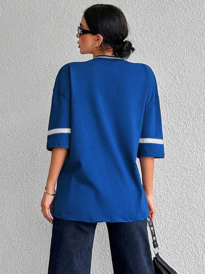 "Casual oversized dames baseball shirt in diverse kleuren met '89' print, relaxte pasvorm en zachte stof voor elke gelegenhei