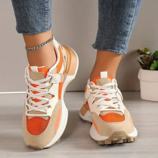 Colorblock dames sneakers met kleurrijk design, rubberen antislipzolen, zijkant; stijlvol en comfortabel voor dagelijks gebru