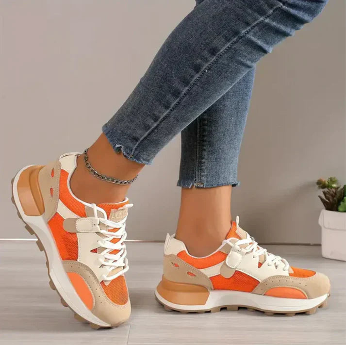 Colorblock dames sneakers met kleurrijk design, rubberen antislipzolen, zijkant; stijlvol en comfortabel voor dagelijks gebru