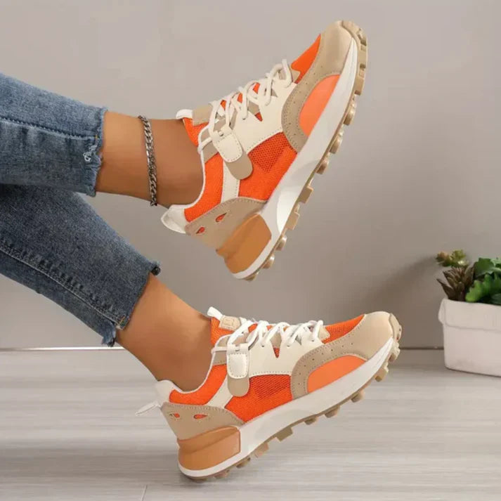 Colorblock dames sneakers met kleurrijk design, rubberen antislipzolen, zijkant; stijlvol en comfortabel voor dagelijks gebru
