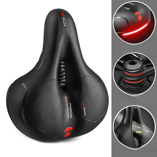 "Comfortabel ergonomisch fietszadel, waterdicht, ademend leder, reflector, geschikt voor alle fietsen, diverse kleuren."