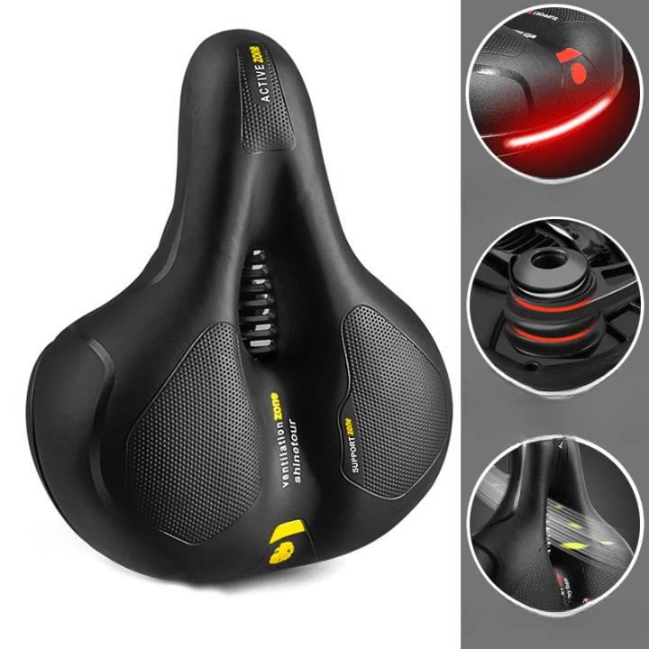 "Comfortabel ergonomisch fietszadel, waterdicht, ademend leder, reflector, geschikt voor alle fietsen, diverse kleuren."