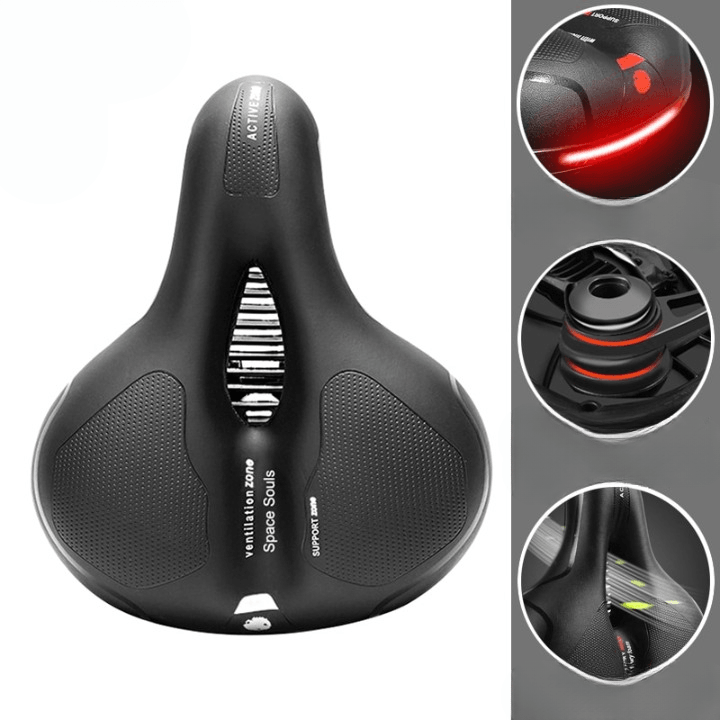 "Comfortabel ergonomisch fietszadel, waterdicht, ademend leder, reflector, geschikt voor alle fietsen, diverse kleuren."