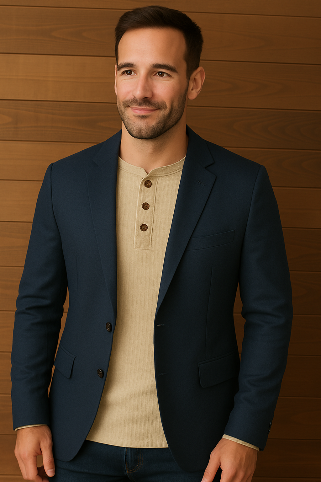 "Comfortabel heren Henley shirt, grijze wafelstructuur, met knoopsluiting, casual en sportieve stijl voor elke gelegenheid."