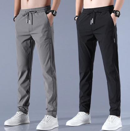 "Comfortabele sneldrogende stretch herenbroek, licht materiaal, in kleuren donkergrijs, grijs, groen, zwart, perfecte pasvorm