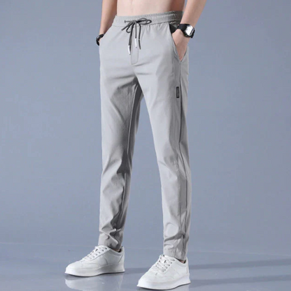 "Comfortabele sneldrogende stretch herenbroek, licht materiaal, in kleuren donkergrijs, grijs, groen, zwart, perfecte pasvorm