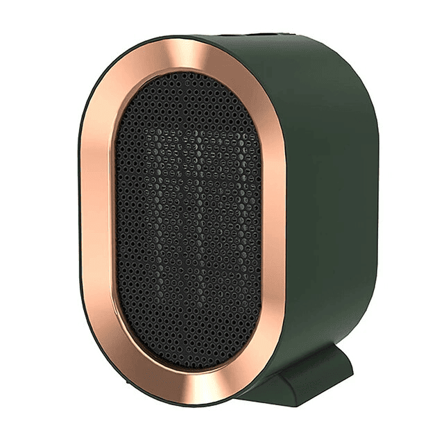 "Compacte, energiezuinige draagbare verwarmer met modern design in blauw, groen, wit of zwart, ideaal voor huiskamers."