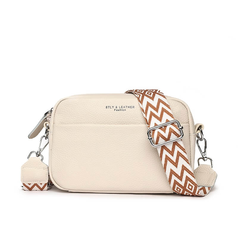 "Compacte leren handtas, elegant design, beige schoudertas voor dames met royale binnenruimte en duurzame PU-materialen."