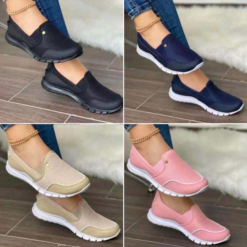 "Dames slip-on orthopedische diabetesschoenen in elegant roze, met ademend textiel en antislip zool voor optimaal comfort."