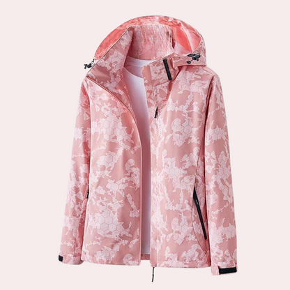 "Dames zomerjas met camouflagepatroon, afneembare capuchon, waterdicht, levendige kleuren,  ademende polyestervezel."