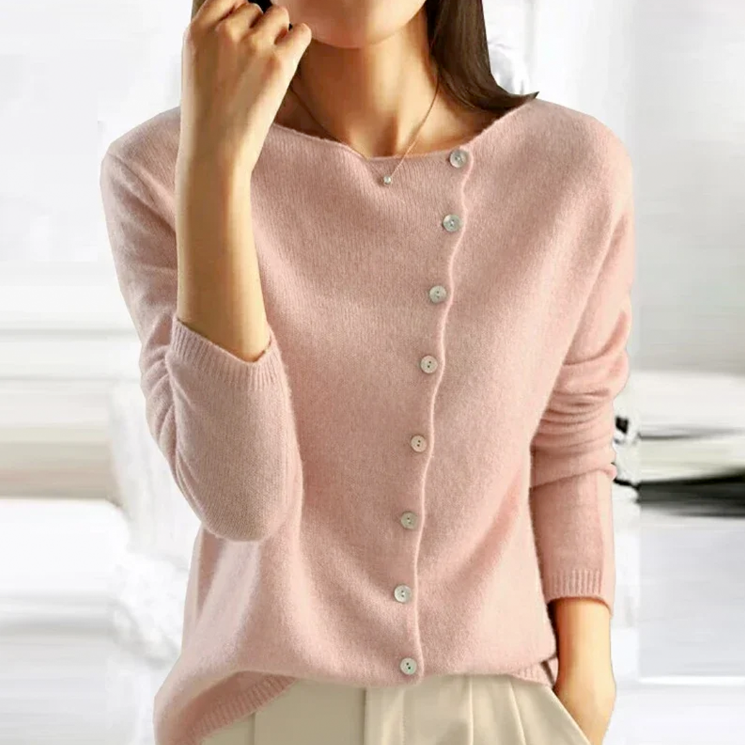 "Damestrui met knoopsluiting, stijlvol en comfortabel, verkrijgbaar in diverse kleuren zoals beige en roze, ideaal voor elke 
