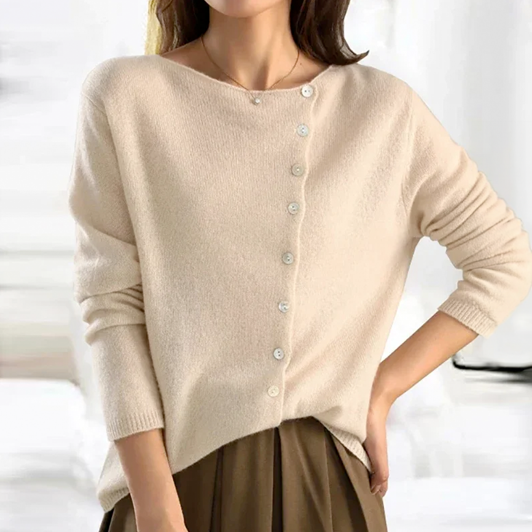 "Damestrui met knoopsluiting, stijlvol en comfortabel, verkrijgbaar in diverse kleuren zoals beige en roze, ideaal voor elke 