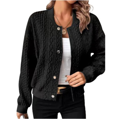 "Damesvest Elin met knoopjes, zacht en luxueus, in grijs; elegant design ideaal voor elke stijlvolle gelegenheid."