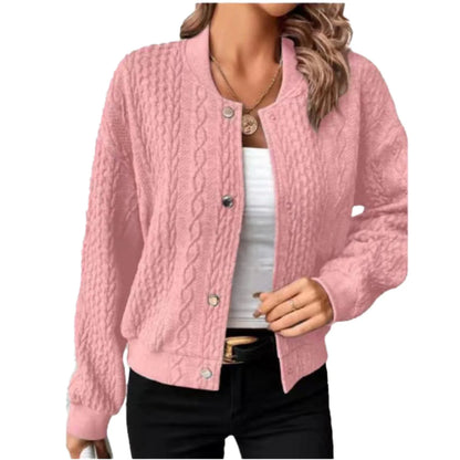 "Damesvest Elin met knoopjes, zacht en luxueus, in grijs; elegant design ideaal voor elke stijlvolle gelegenheid."