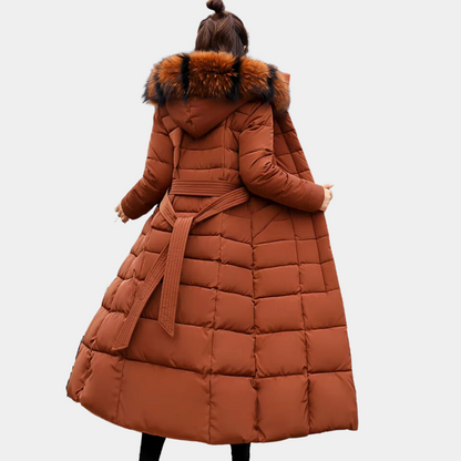 "Dikke moderne winterjas dames met gewatteerd design in olivengroen, beige, zwart, grijs of oranje voor stijlvolle warmte."