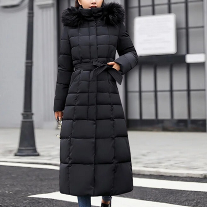 "Dikke moderne winterjas dames met gewatteerd design in olivengroen, beige, zwart, grijs of oranje voor stijlvolle warmte."