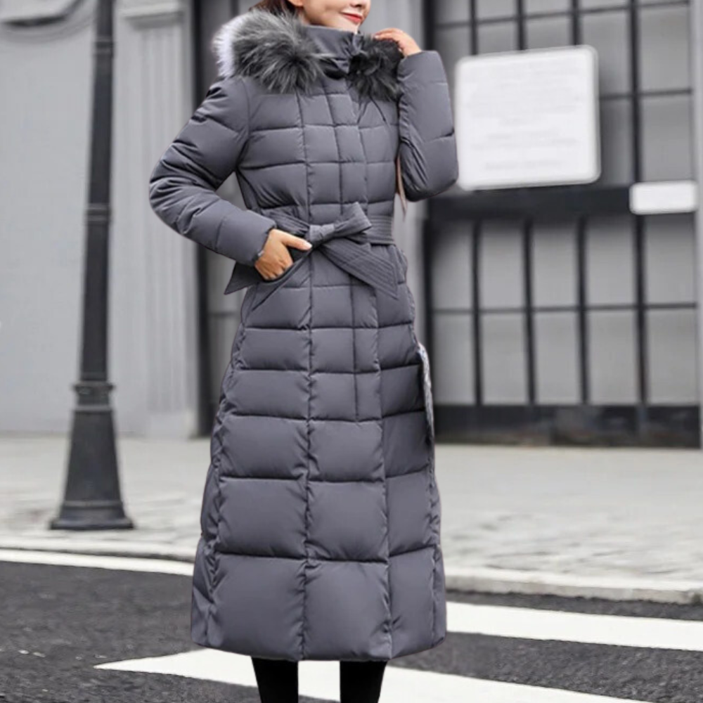 "Dikke moderne winterjas dames met gewatteerd design in olivengroen, beige, zwart, grijs of oranje voor stijlvolle warmte."
