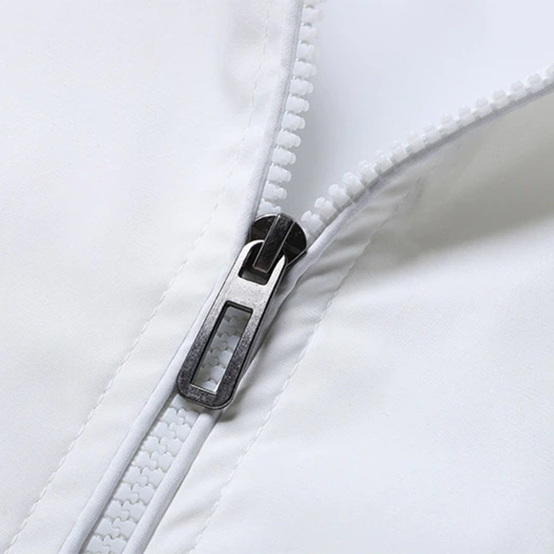 "Donkerblauw bomberjack voor mannen, stijlvolle herfstjas van hoogwaardig polyester, elegante en functionele herfstkleding."