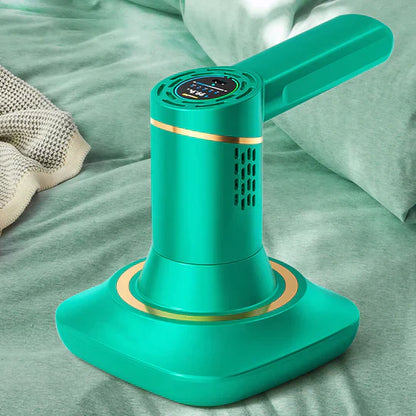 "Draadloze stofzuiger groen-wit, krachtige zuigkracht voor huisstofmijtbestrijding, modern ontwerp, compact en licht."