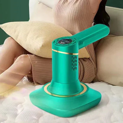 "Draadloze stofzuiger groen-wit, krachtige zuigkracht voor huisstofmijtbestrijding, modern ontwerp, compact en licht."