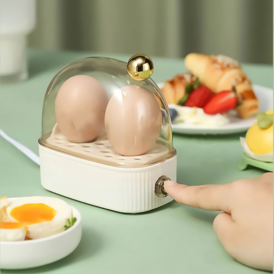 "Eierkoker met vintage design, roestvrij staal, geschikt voor 2 eieren, compact en efficiënt, voor perfect ontbijt."