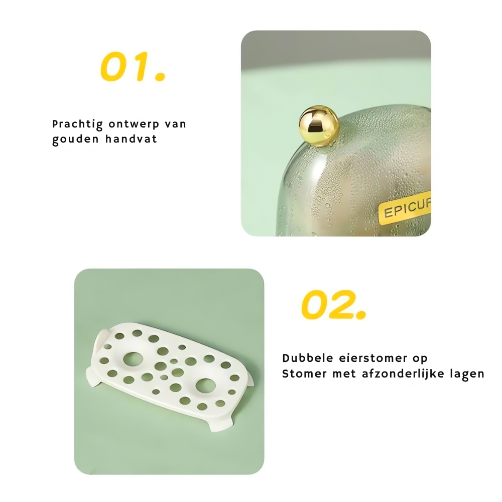 "Eierkoker met vintage design, roestvrij staal, geschikt voor 2 eieren, compact en efficiënt, voor perfect ontbijt."