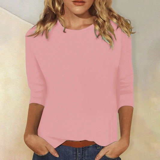 "Elegant dames shirt met lange mouwen, ronde hals en ademende stof, verkrijgbaar in diverse kleuren en maten."