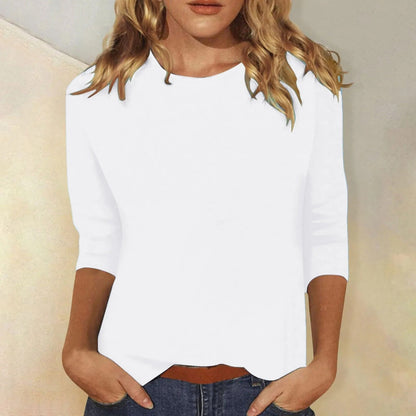 "Elegant dames shirt met lange mouwen, ronde hals en ademende stof, verkrijgbaar in diverse kleuren en maten."