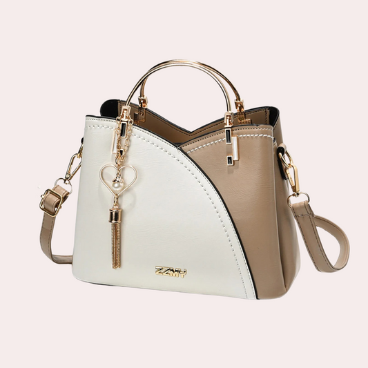 Elegant PU lederen damestas in khaki met meerdere binnenvakken en verstelbare schouderriem, perfect voor dagelijks gebruik.