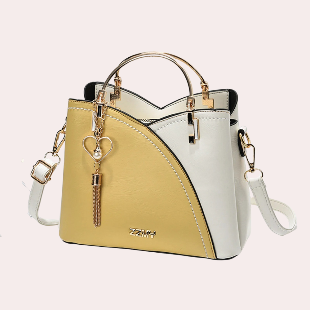 Elegant PU lederen damestas in khaki met meerdere binnenvakken en verstelbare schouderriem, perfect voor dagelijks gebruik.