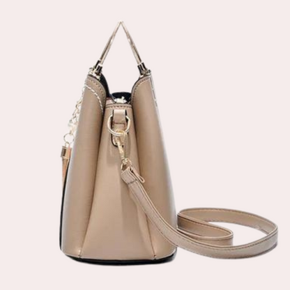Elegant PU lederen damestas in khaki met meerdere binnenvakken en verstelbare schouderriem, perfect voor dagelijks gebruik.