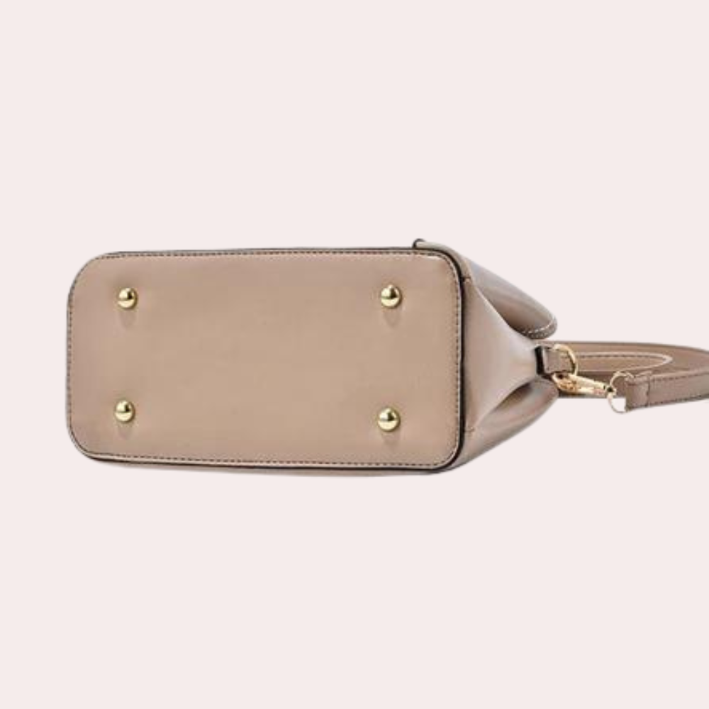 Elegant PU lederen damestas in khaki met meerdere binnenvakken en verstelbare schouderriem, perfect voor dagelijks gebruik.