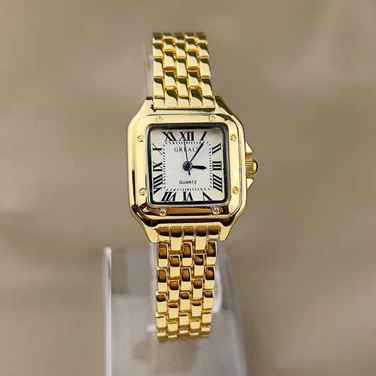 "Elegant quartz dameshorloge met vierkante wijzerplaat, verstelbare band en roestvrijstalen sluiting, perfect voor elke stijl