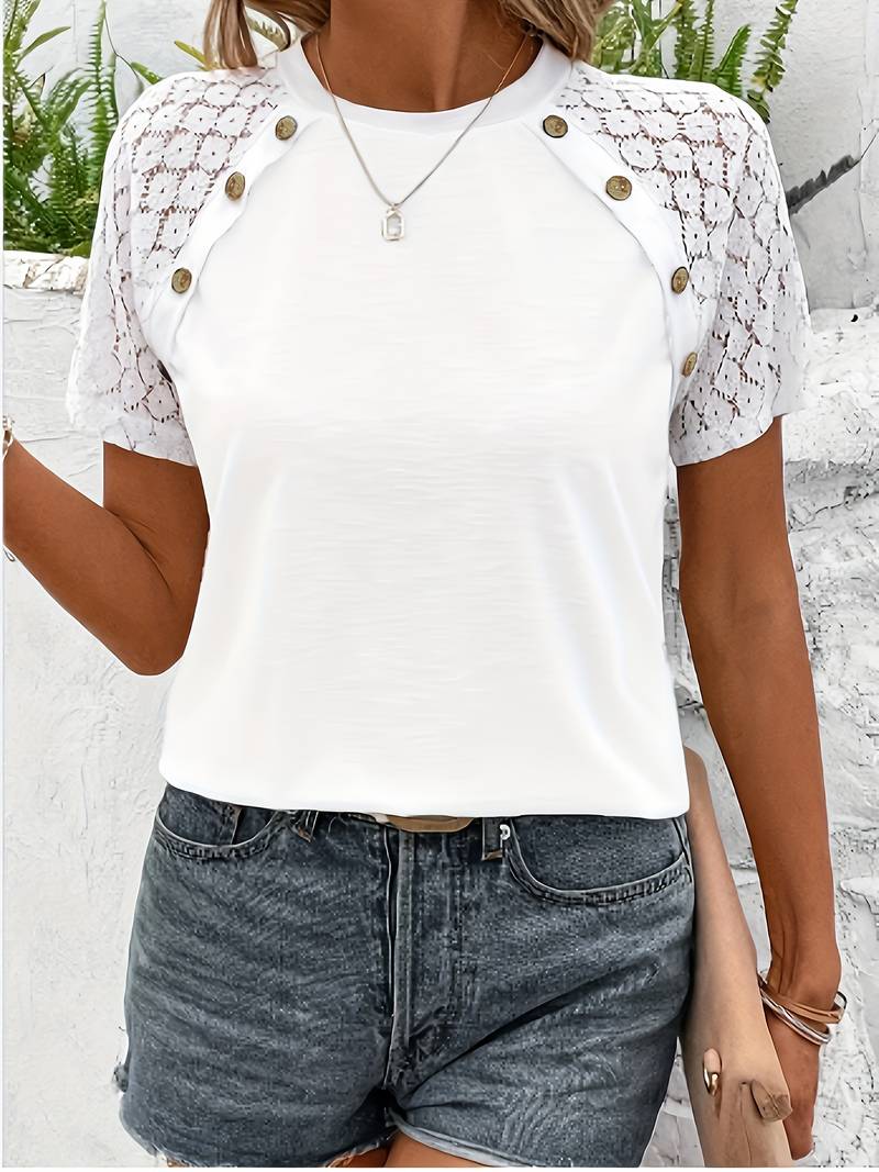 "Elegant zwart T-shirt vrouwen, minimalistisch ontwerp, korte mouwen, comfortabele pasvorm, moeiteloze stijlvolle look"