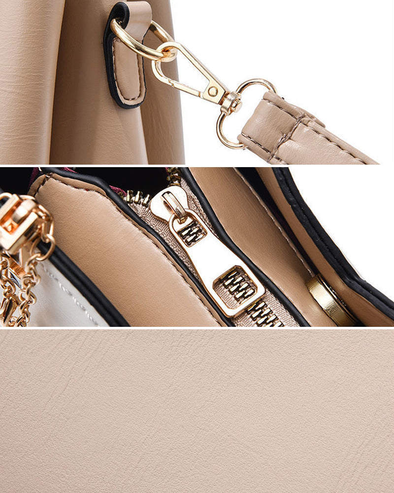 Elegante 2-weg handtas, gemaakt van PU-leer, met glanzende metalen en strass accenten, veelzijdig voor elke gelegenheid.