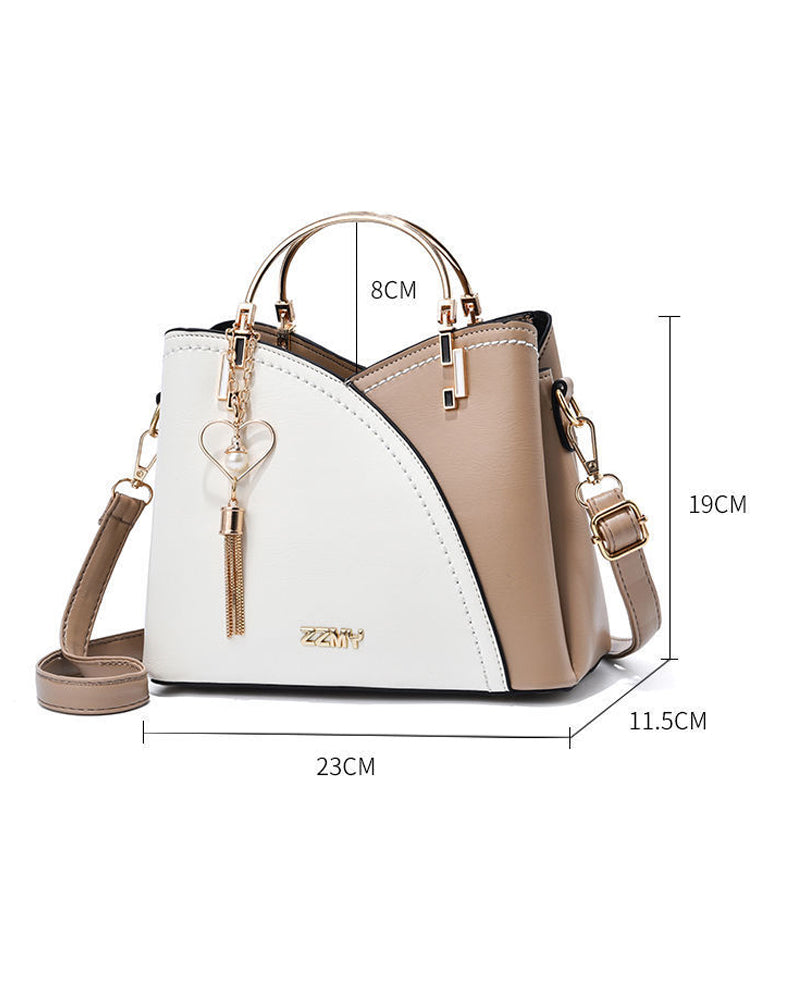 Elegante 2-weg handtas, gemaakt van PU-leer, met glanzende metalen en strass accenten, veelzijdig voor elke gelegenheid.