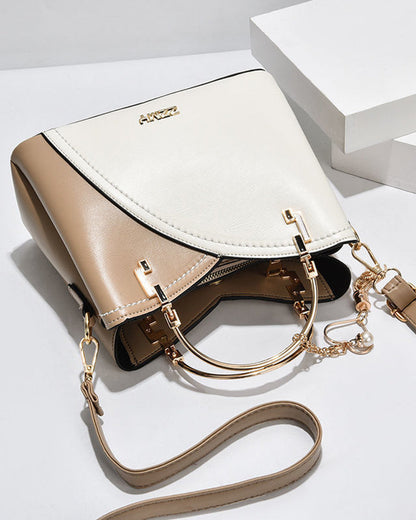 Elegante 2-weg handtas, gemaakt van PU-leer, met glanzende metalen en strass accenten, veelzijdig voor elke gelegenheid.