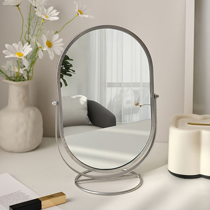 "Elegante 360° draaibare make-up spiegel met ijzeren frame, draagbaar en stijlvol, perfect voor dagelijks gebruik."