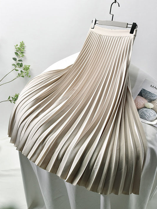 "Elegante Daleyza plissérok met hoge taille, luxe en speelvolle plissédetails, vrouwenkleding voor formele gelegenheden."