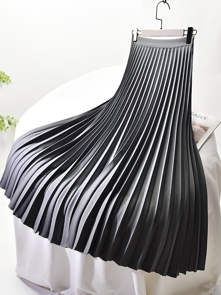 "Elegante Daleyza plissérok met hoge taille, luxe en speelvolle plissédetails, vrouwenkleding voor formele gelegenheden."