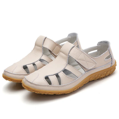 "Elegante dames sandalen met orthopedisch design en anti-slipzool, beige kleur, open teen, ideaal voor dagelijks gebruik."