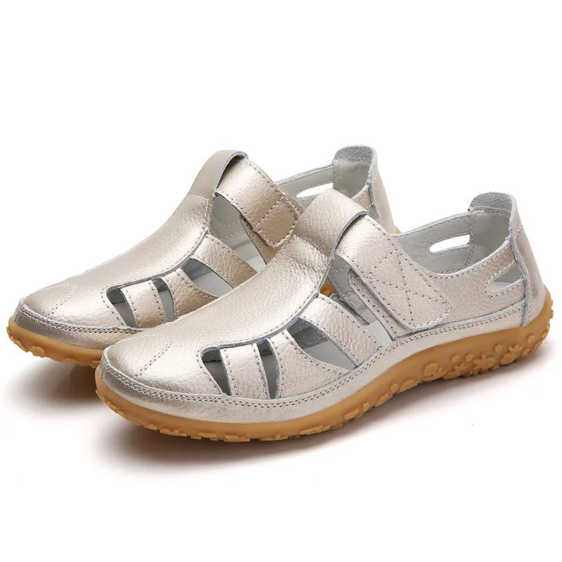 "Elegante dames sandalen met orthopedisch design en anti-slipzool, beige kleur, open teen, ideaal voor dagelijks gebruik."
