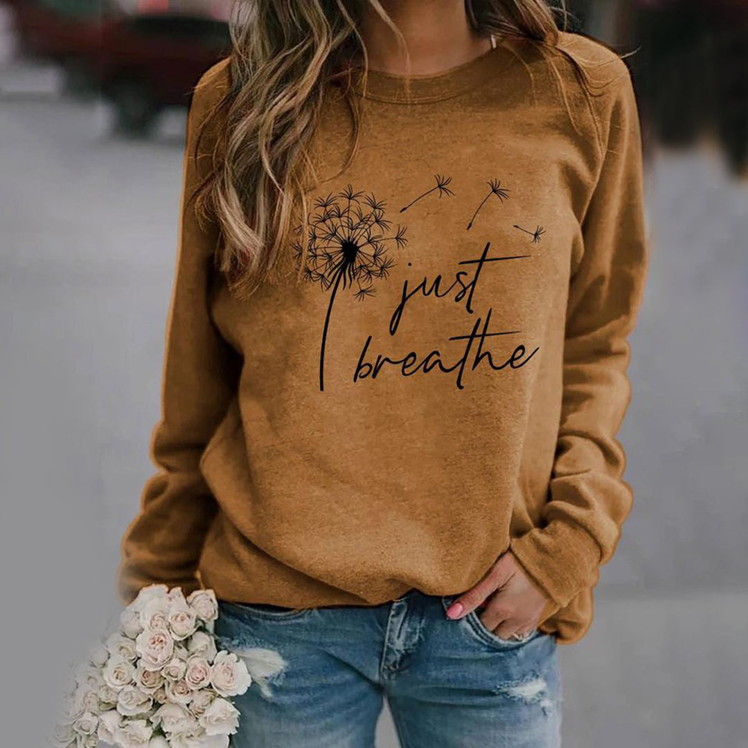 Elegante dames sweatshirt met lange mouwen, beschikbaar in blauw, bruin, groen, rood. Stijlvol en warm, ideaal voor elke outf