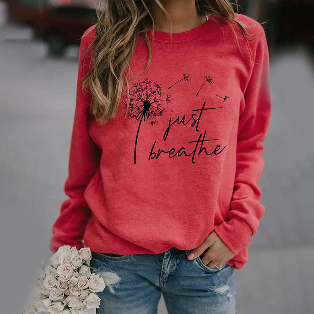 Elegante dames sweatshirt met lange mouwen, beschikbaar in blauw, bruin, groen, rood. Stijlvol en warm, ideaal voor elke outf