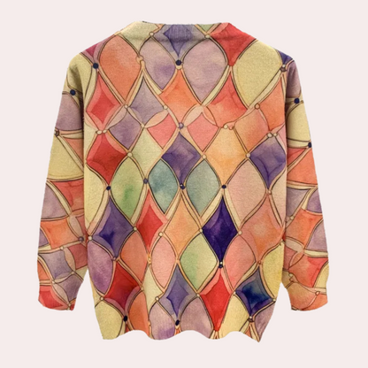 Elegante dames V-hals trui, gemengde kleuren, comfortabele pasvorm, polyestervezel voor zomerse allure en veelzijdigheid.