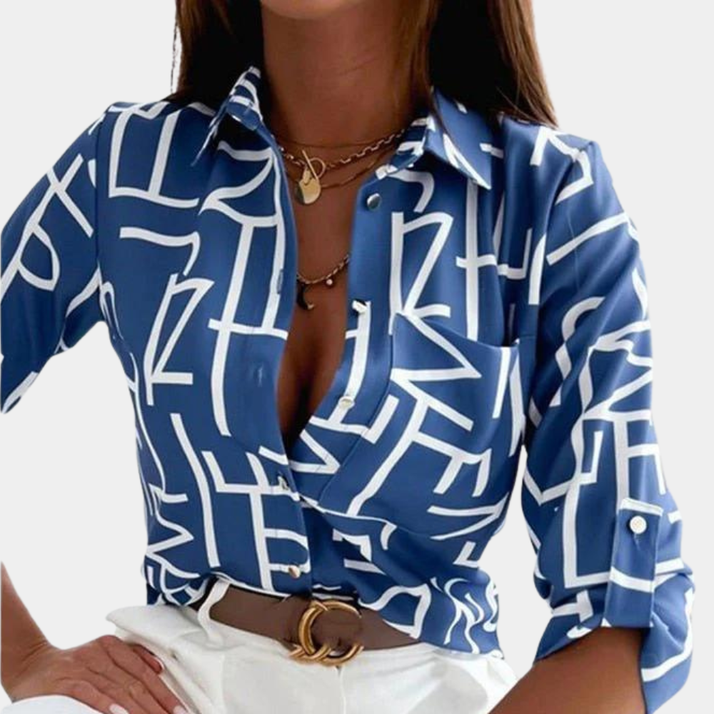 "Elegante damesblouse met omslagkraag, richkleurige optie, comfortabel en veelzijdig, geschikt voor elke gelegenheid."
