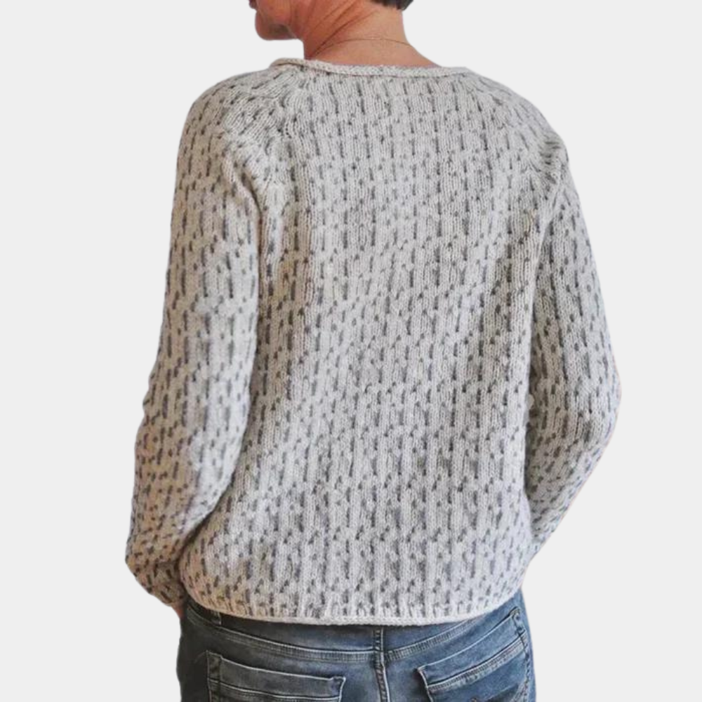"Elegante grijze zomertrui, dames, stijlvolle pullover, ademend materiaal, veelzijdig, modieus ontwerp voor elke gelegenheid"
