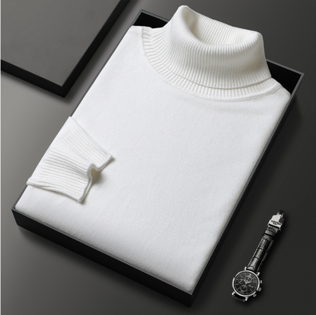 Elegante heren coltrui in neutrale tint, ademend materiaal, perfecte pasvorm, geschikt voor zakelijk en casual gebruik.