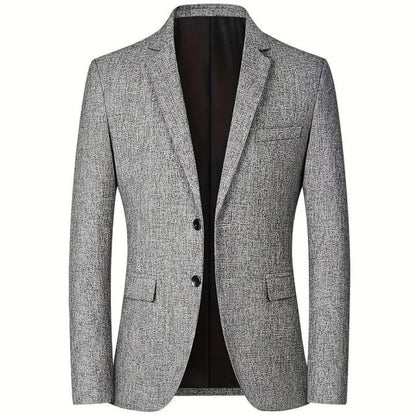 "Elegante herens blazer in marineblauw met klassiek ontwerp; veelzijdig voor elke gelegenheid en gemaakt van hoogwaardige sto